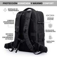 PICSIL Horizon - Mochila de Cabina Expandible 26L-33L, Backpack Impermeable con Compartimento Laptop 15.6" y Tenis, Modular para Viaje, Trabajo y Gimnasio - Marina de - Ver 5