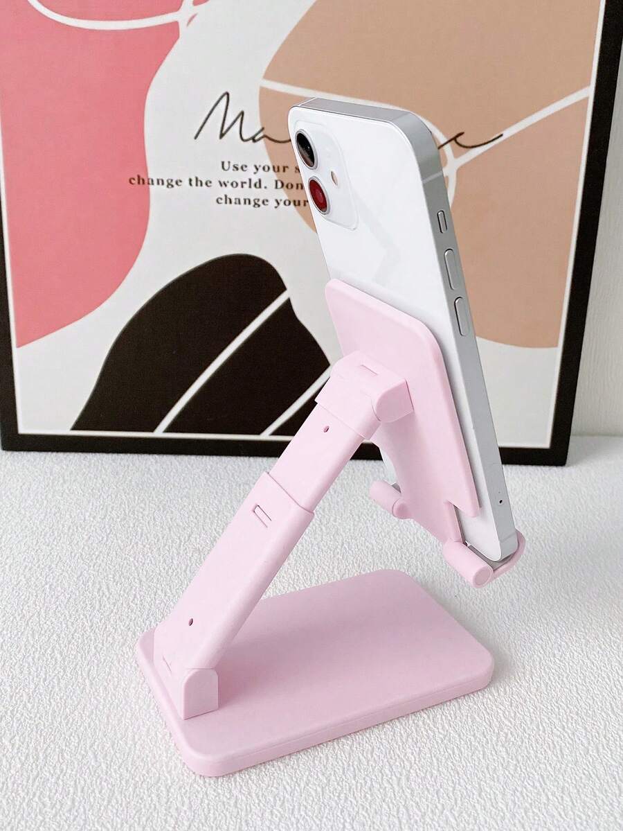 Foldable Desktop Phone Stand, Suitable For IPhone And Android Phones, A Gift For Family And Friends On Birthdays And Holidays, Phone Accessory Stand. - Rosa - View 1