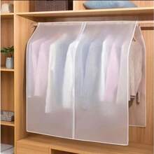 1pc Large Capacity PEVA Hanging Garment Dust Cover, Semi-Transparent Wardrobe Clothing Protector, Waterproof & Moisture-Proof, Suitable For Shirts, Dresses, Suits, Coats, Hanging Rod Cover, Bedroom Closet Storage, Dorm Essentials - View 4