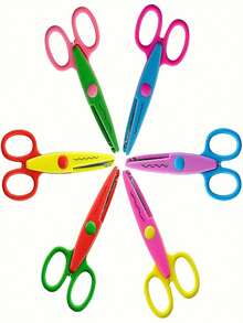 1/4/5/10pcs Handmade Scissors Set, Wavy Edge Paper Cutting Scissors, Multi-Functional Scissors, Paper Crafting, Cute Wavy Edge Scissors, Scissors Set, Asymmetrical Scissors, Handmade Design, Perfect For Creative Crafts, Home And School Use - The Styles and Colors Are Random - View 5
