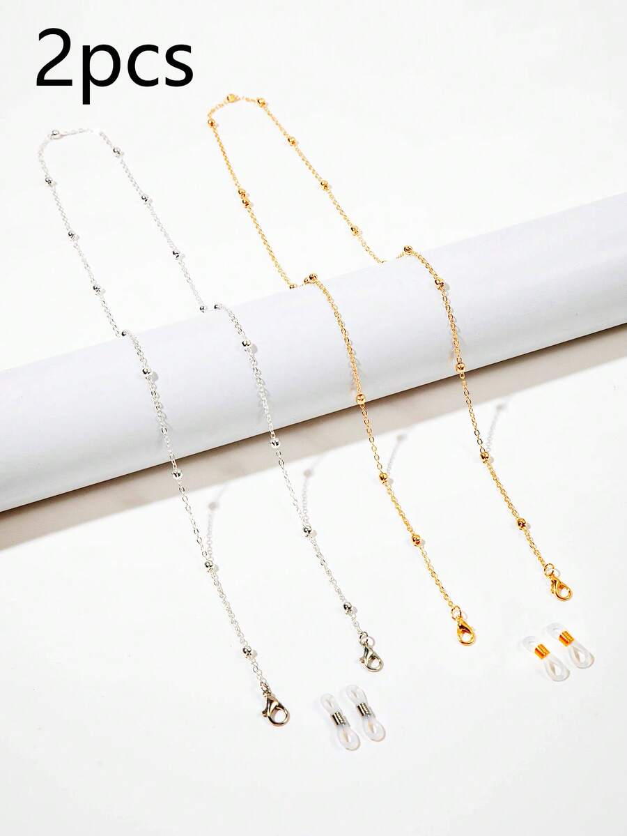 2pcs Fashion High End Metal Ball Fashion Glasses Chain Decoration Chain,Fashion Glasses Chain For Women And Girls,Fashion Glasses Accessories Non-Slip Glasses Chain - Multicolor - View 1