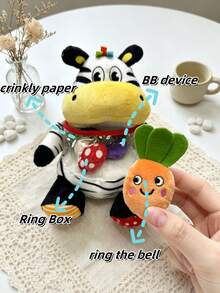 1 pieza Muñeco de almacenamiento para juego de roles para bebé niño & niña, muñeco educativo con forma de animales de dibujos animados hipopótamo & cebra, regalo de consuelo & compañía para bebé, desarrolla las habilidades de organización del bebé, entrena el agarre, muñeco de aprendizaje temprano de cognición de frutas & verduras, iluminación de sonido & audición, adecuado como regalo para bebé recién nacido - Multicolor - Ver 5
