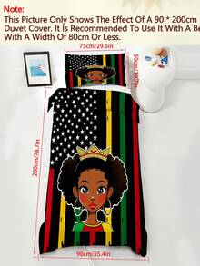 2/3件組 非裔女孩被套組，Afro Queen 搭配泛非旗與美國星條旗，適用兒童、青少年、成人、女孩，臥室使用 - 彩色 - 查看 13