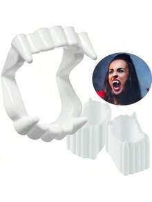 10pcs/Pack April Fools' Day Witness Prank Toy Halloween Prop Horror Vampire Fake Teeth Glow-In-The-Dark - Multicolor - View 1