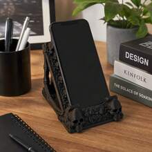 1pc Gothic Skull Phone Stand, Dark Style Desktop Decor, Creative Phone Holder, Suitable For Desk/Office Space Decoration, Halloween Creative Gift - Multicolor - View 5