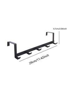 1 Over-The-Door Hook, Bathroom Towel Rack, Door-Mounted Towel Rack, Bedroom Kitchen Pool Towel Robe Wall-Mounted Hanger, Metal Sandblasted Finish - Black - View 6