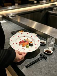 1pc Ins Style Heart-Shaped High-End Exquisite Embossed Plate, Suitable For Steak, Pasta, Salad, Fruit, Dessert, Etc., Applicable For Western Restaurant, Chinese Restaurant, Kitchen, Birthday Party, Gathering, Gift For Others Or Self-Use - Multicolor - View 11