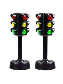 1/2/4/6pcs Simulated Traffic Light Mini Ornament, Double-Sided Road Sign Pedestrian Crossing Signal Light Car Decoration Accessory, With Base, No Electricity Required, Creative Novelty Toy Suitable For Christmas, Halloween, New Year Home Decor - Multicolor - View 8
