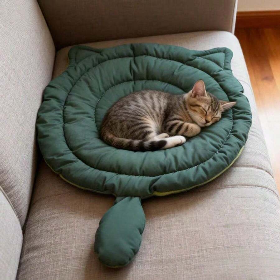 1pc Cute Dual-Color Big Face Cat Design Pet Sleeping Mat, Soft And Comfortable Kitten Pad, Suitable For All Seasons, Applicable For Floor And Sofa, Fit For Cats And Small Dogs, Washable Pet Bed Pad - Multicolor - View 1