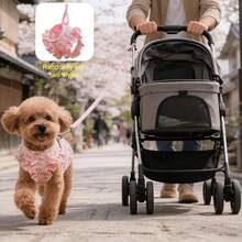 Pet Harness And Leash Set, Cute Floral Pearl Ruffle Bowknot Dog Vest Harness, Double-Layer Soft Breathable For Teddy Small Dogs Outdoor Walking - Pink - View 10