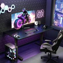 Veken - computadora eléctrico de pie de 55 Pulgadas, Altura Ajustable, Sentado para levantarse, Mesa de Trabajo, Oficina en casa, computadora, computadora de Madera, Color Blanco - Negro - - Ver 3