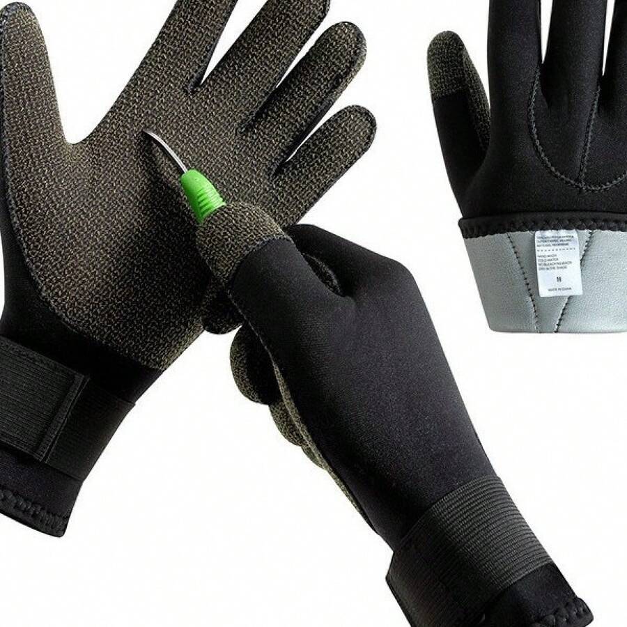 In-Stock 3~5mm Gloves, Cut-Resistant, Wear-Resistant, Non-Slip, Suitable Crab Catching, Scratch-Proof, Warm Snorkeling Gloves - Silver ~ Kevlar Titanium Coating ~ 3mm - View 1