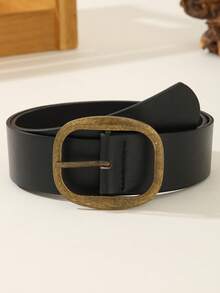 1pc Vintage Bronze, Fashionable, Versatile, Minimalist And Casual PU Women's Belt - Black - View 4