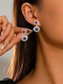 1 Pair Exquisite Women's Stud Earrings With Sparkling Rhinestone Details, Versatile For Party And Date Outfits - Multicolor - View 13