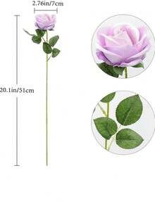 1/5/10/12/20 Pcs Purple Valentine's Day Gift Artificial Roses Flowers Suitable For Home Room Table Decor, Wedding Decor, Bridal Bouquets, Wrist Flowers, Bouquet Making. Suitable For Home, Restaurant, Bedroom, Vase Arrangements And Other Occasions. - Purple - View 2