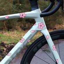 20pcs Beautiful Cherry Blossom Bicycle Decoration Stickers Made Of Vinyl And Waterproof. Suitable For Cars, Bicycles, Roads, Mountain Bikes. DIY For Covering Vehicle Body Scratches. Also Suitable For Motorcycles And Helmets As Exquisite Decorations. - A - View 3