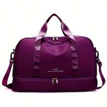 Bolsa de viaje tipo duffel para equipaje de vacaciones y pernoctación, bolsa de gimnasio, deportes y yoga de gran capacidad, bolsa de hospital y maternidad, bolsa de viaje para mujeres, port - Rojo violeta - Ver 3