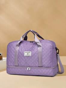 Unisex Solid-Color Travel Bag With Zipper And Separate Multifunctional Compartment For Shoes, Travel Suitcases, Laptop, Lightweight - 紫色 - 查看 12
