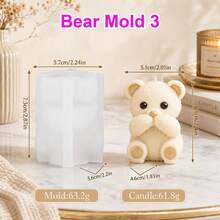 Zhonghui Mold 3D Cute Teddy Bear Silicone Mold, Animal Bear Candle Mold For DIY Scented Candles, Resin, Soap, Plaster, Handmade Gift And Home Decor Crafts - Animal - View 11