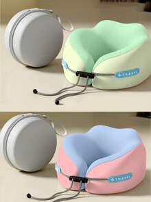 1/2 piezas Almohada de cuello en forma de U de espuma de memoria, múltiples opciones, almohada portátil para siestas de viaje, almohada de cuello de rebote lento, esencial para siestas en la oficina, almohada de soporte de cuello para viajes en avión, desmontable y lavable a máquina, con bolsa de almacenamiento, soporte de cuello, almohada de viaje con soporte de rebote lento - Multicolor - Ver 7