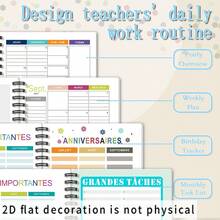1pc A5 Full French Version Teacher Planner, Essential Teacher Theme Notebook, Teacher Appreciation Gift Book, Book Flower Pen Sticky Note Pattern Design, Lively Learning Style, Suitable For Teachers - Plan Teaching Schedule. Work Notebook. Office Supplies. For Personal Use Or Gift. - 1 - View 4