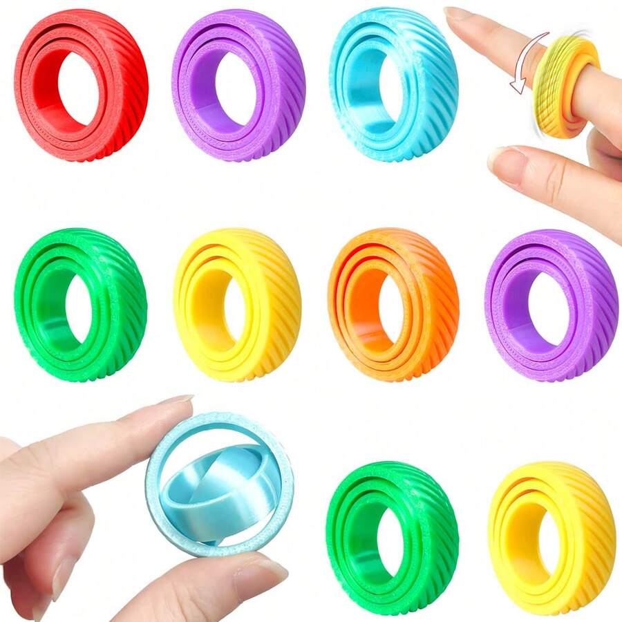 1 bộ 1 chiếc nhẫn xoay fidget 3D mini, nhẫn giảm căng thẳng ngón tay cầm tay, đồ chơi cảm giác chống lo âu cho người lớn, cải thiện sự linh hoạt ngón tay và tập trung (màu ngẫu nhiên)