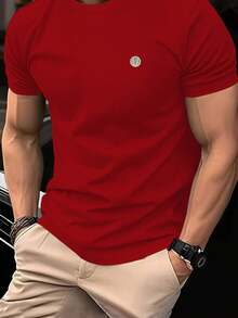 NEOREFINED Camiseta de cuello redondo de unicolor casual para hombre, conjunto de 3 camisetas de verano para hombre - Rojo - Ver 1