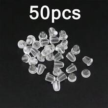 50/100pcs Earring Backs With Caps, 5mm Soft Stopper Earring Backs For Women, Fashion Earring Accessories, Suitable For Teardrop Earrings, Piercing Repair And Transparent Ear Plugs, Anti-Drop Anti-Slip Comfortable Invisible Ear Stoppers, Universal Earring Fixing Accessories, Suitable For DIY Handmade And Daily Wear Replacement, Cross-Border Hot-Selling Transparent Earring Backs, Secure Fit And Not Easy To Fall Off - Transparent - View 8