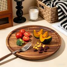 1pc Solid Oak Cutting Board, Double-Sided Washable Kitchen Chopping Board, Suitable For Meat, Vegetables, Fruit, Fish, Perfect Outdoor Camping, Housewarming And Graduation Gift - Maroon - View 9