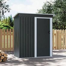 Outdoor Metal Removable Storage Shed Garden Storage Shed With Lockable Door For Firewood Garbage Can Tools Lawnmower Bike Shed Waterproof Log Store For Backyard Patio Rust-Resistant Not Include Foundation 164cm W X 77cm D X 182cm H - Charcoal Black - View 3