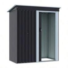 Outdoor Metal Removable Storage Shed Garden Storage Shed With Lockable Door For Firewood Garbage Can Tools Lawnmower Bike Shed Waterproof Log Store For Backyard Patio Rust-Resistant Not Include Foundation 164cm W X 77cm D X 182cm H - Charcoal Black - View 10