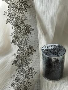 1 Roll 2m Vintage Black Lace PET Transparent Tape French Floral Lace Edge Washi Tape Junk Journal Collage Decoration Base Material - JD632 - View 5