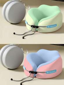 1/2 piezas Almohada de cuello en forma de U de espuma de memoria, múltiples opciones, almohada portátil para siestas de viaje, almohada de cuello de rebote lento, esencial para siestas en la oficina, almohada de soporte de cuello para viajes en avión, desmontable y lavable a máquina, con bolsa de almacenamiento, soporte de cuello, almohada de viaje con soporte de rebote lento - Multicolor - Ver 9