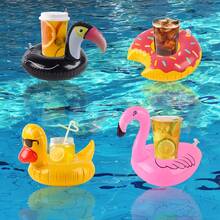 Summer Pool Accessory 2/6/10 Pack Inflatable Flamingo Floating Cup Holder Waterproof PVC Floating Drink Coaster For Beach Vacation Pool Party - Multicolor - View 9