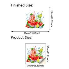 1 buah, 30*30cm, Stiker Dekoratif Kulkas Minuman Es Semangka Musim Panas, Es Batu Buah yang Terciprat Air, Perekat Mandiri, Cocok untuk Dekorasi Pintu Kulkas - 1 buah - View 6