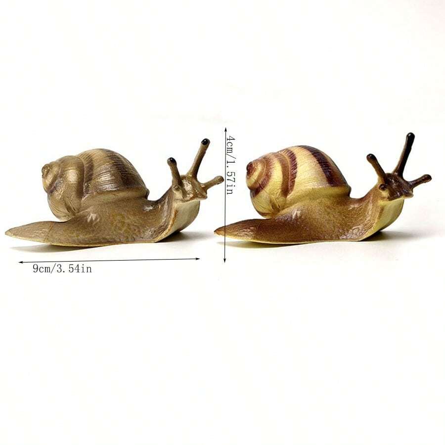 白色與棕色蝸牛實心塑膠動物模型玩偶,兒童動物小雕像禮物 - 白色 - 查看 1