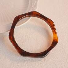 GNIT Tortoise Shell & Marble Pattern Resin Women's Bracelet, 4pcs/1pc Square Stackable Wide Vintage Statement Jewelry Set - White Brown. Translucent Coffee. White Brown. Translucent Coffee. - View 11