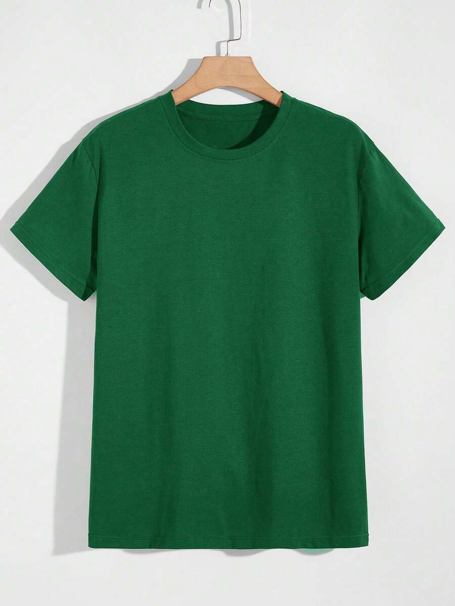 NEOREFINED Men's Casual Solid Color Round Neck Short Sleeve T-Shirt For Summer - 藍色和黑色 - 查看 1