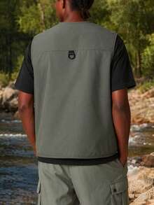 Outdoor Utility Vest, Sleeveless Top, Men's Spring/Autumn/Summer Multi-Pocket Casual Vest - Army Green - View 2