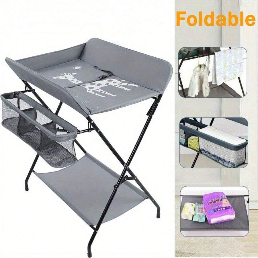 Folding Table With Storage Organizer - Gray - View 1