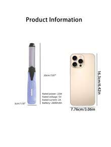 HYUNDAI 2-In-1 Mini Wireless Tourmaline Ceramic Hair Curler/Straightener, Smart Constant Temperature, Portable Micro-Coil Hair Straightener/Curler, Convenient For Business Travel - Mauve Purple - View 11