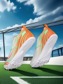 High Elasticity Cushioned Professional Track And Field Athletic Shoes, Wear-Resistant, Snug Fit, For Sprinting, Hurdling, Daily Training - 2688 White Orange - View 4