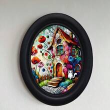 1pc 3D Vintage Gothic Black Oval Picture Frame With Hook, Halloween, Thanksgiving And Other Holiday Decoration, Exquisite Wall Decor Art, Office Decoration - 14 - View 4