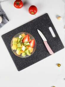 1pc Faux Marble Plastic Cutting Board, Double-Sided Kitchen Chopping Board For Fruit, Vegetable And Baby Food - Black - View 1