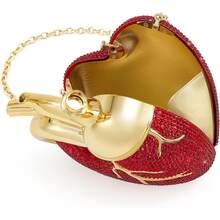 Maren - Bolsa de vidrio artificial con forma de corazón para mujer - Azul de cobalto - Ver 11