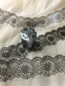 1 Roll 2m Vintage Black Lace PET Transparent Tape French Floral Lace Edge Washi Tape Junk Journal Collage Decoration Base Material - JD632 - View 6