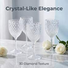 1/2/6/8/12 pièces Set de verres à vin en plastique incassables, gobelets pour boire à la plage - Vaisselle réutilisable durable pour une utilisation en intérieur et en extérieur - Convient pour les fêtes en plein air, les fêtes de piscine, les fêtes de plage d'été, peut également être utilisé pour faire des jus, des glaces, du yaourt ou tout autre dessert froid - Voir 1