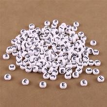 200/500/1000颗 4x7mm 黑色底金色字母图案珠子，DIY项链首饰制作材料 - 白底黑字 - 查看 34