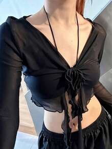 1件爵士舞辣妹優雅上衣，肚舞水紗面罩，肩袖舞披肩，雙用腰臀圍巾 - 彩色 - 查看 2