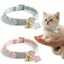 1 Pc Adjustable Pet Collar With Star Ornaments And Bells, Suitable For Cats And Small Dogs With Floral Decorations - Multicolor - View 6